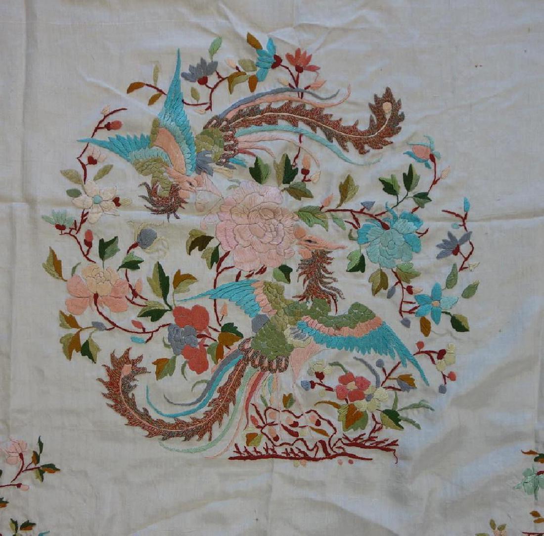Chinese Embroidered Scarf / Panel on Silk (1 of 2)