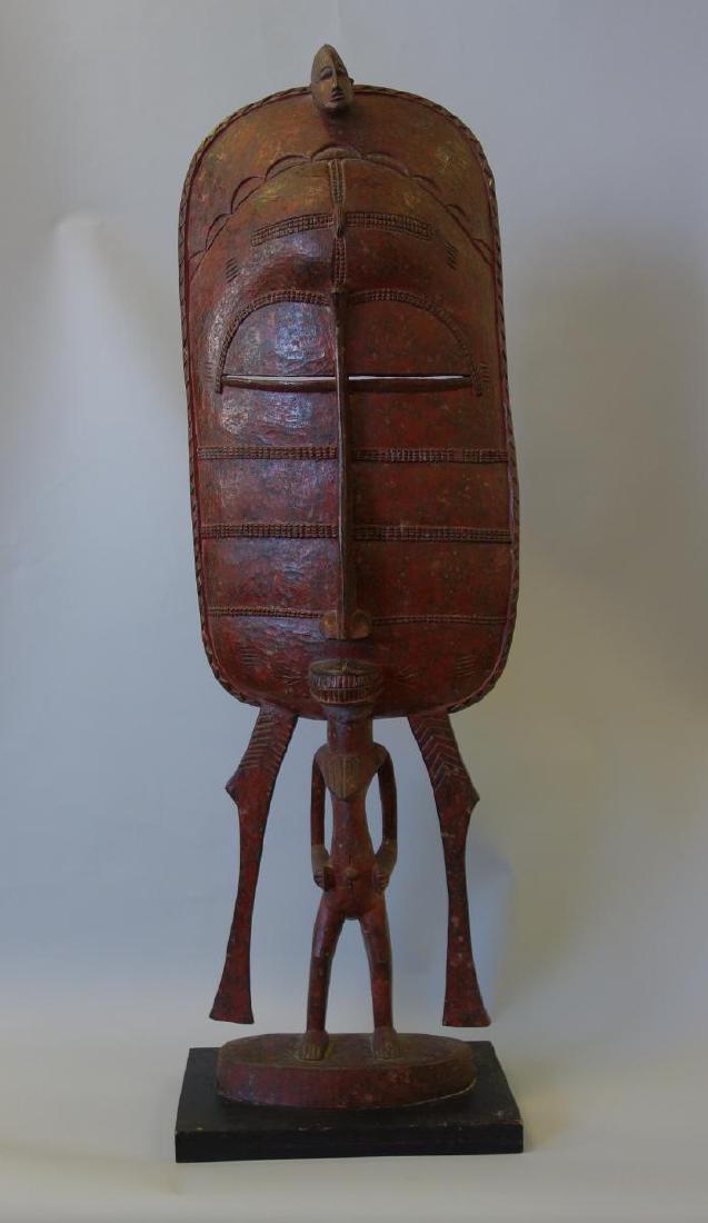 Large African Carved & Painted Wood Mask, 50" High (1 of 5)