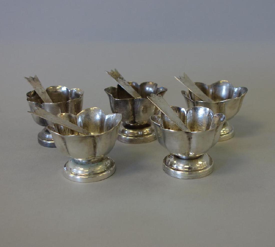 5 Prieto Sterling Open Salt Cellars & Spoons (1 of 2)