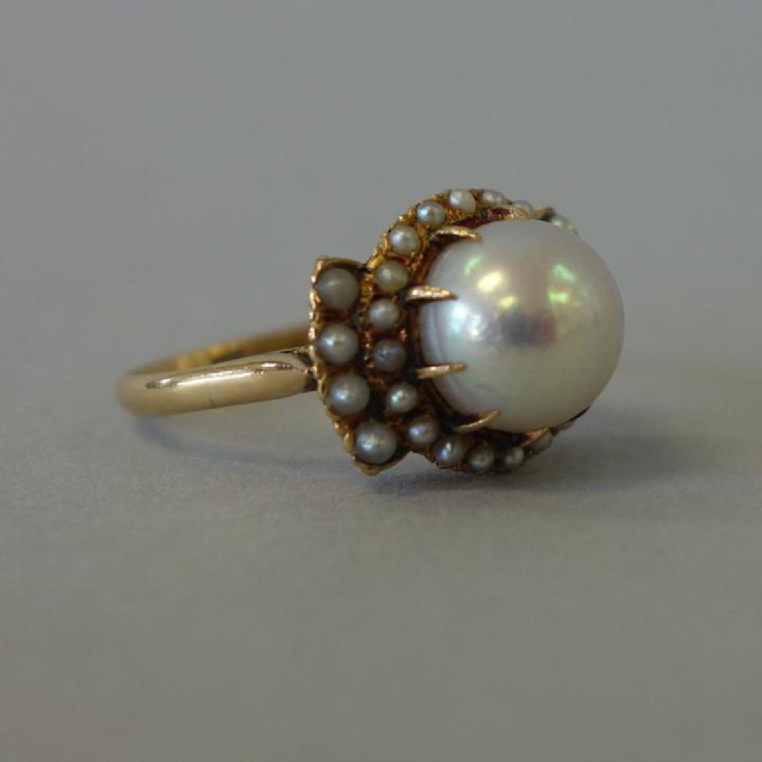 Natural Pearl & 14K Gold Cluster Ring (1 of 2)
