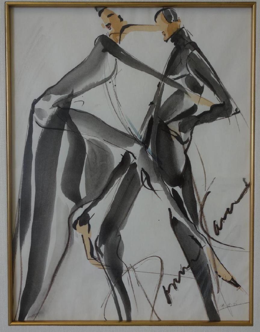 Donna Karan, Watercolor Design Sketch, Signed (1 of 3)