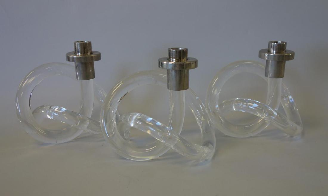 3 Dorothy Thorpe Lucite Pretzel Candlesticks (1 of 2)