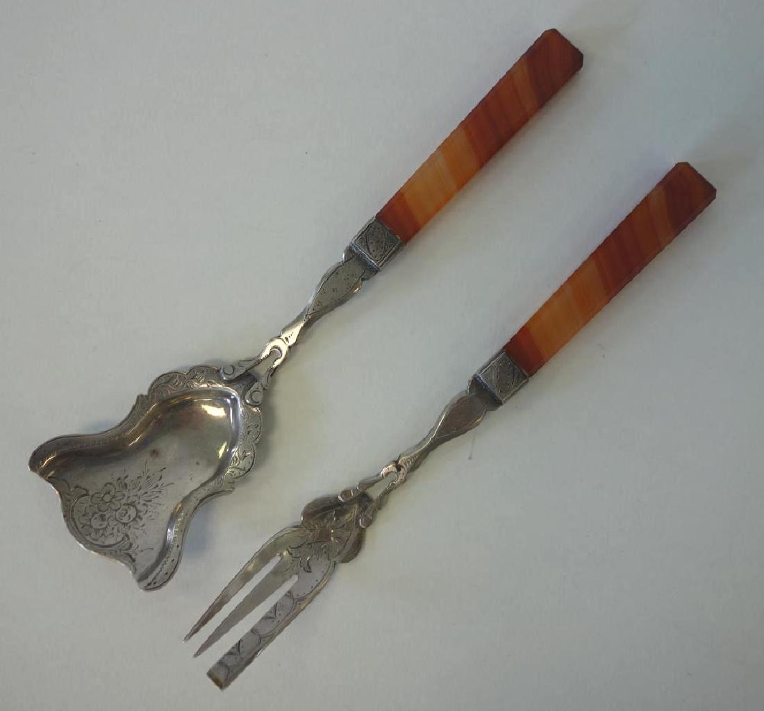 Dutch Silver Serving Set with Banded Agate Handles (1 of 1)