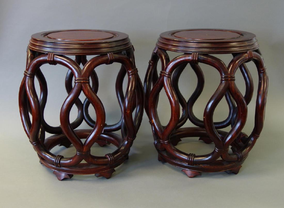 2 Chinese Carved Rosewood Garden Seats (1 of 7)