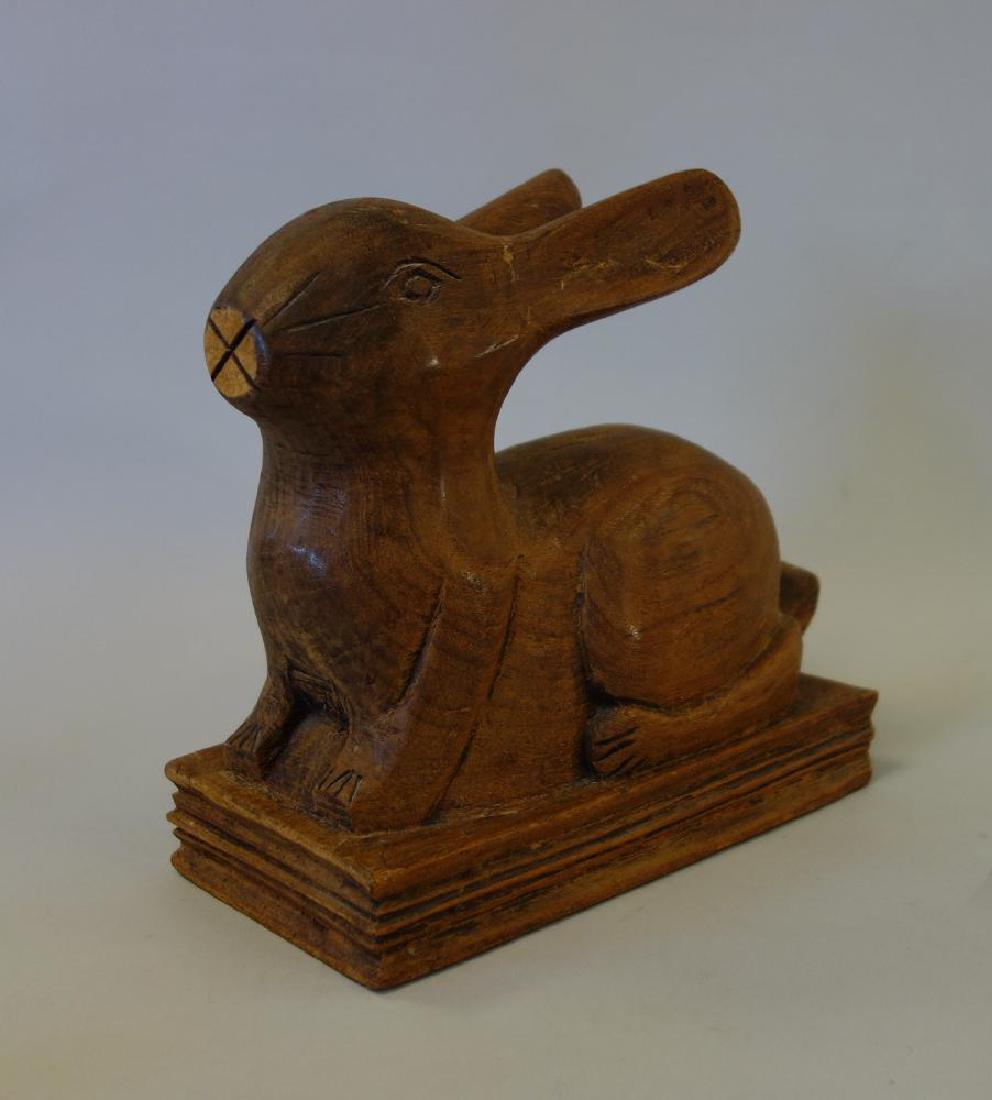 Carved Wood Rabbit Box, Hidden Compartment