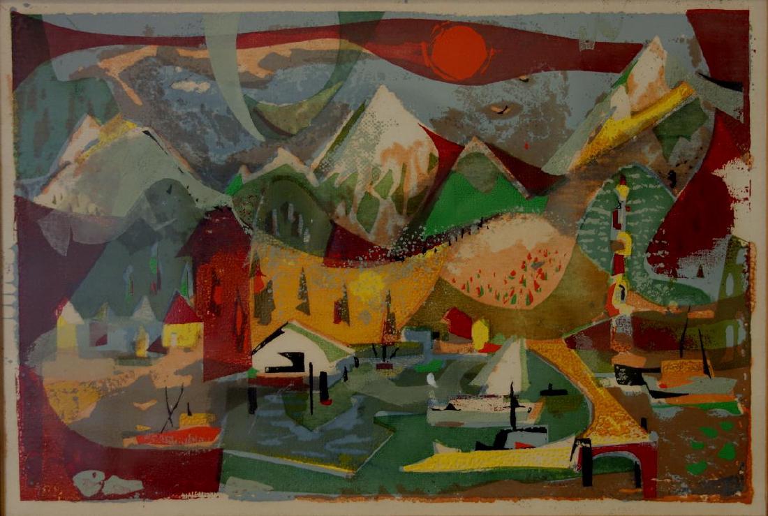 Vintage Abstract Monotype, Anchorage, Alaska (1 of 2)