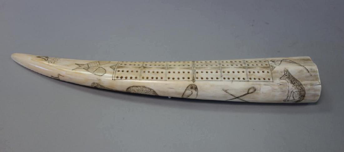 Inuit Decorated Walrus Tusk Cribbage Board Dec 07 2017 Klein