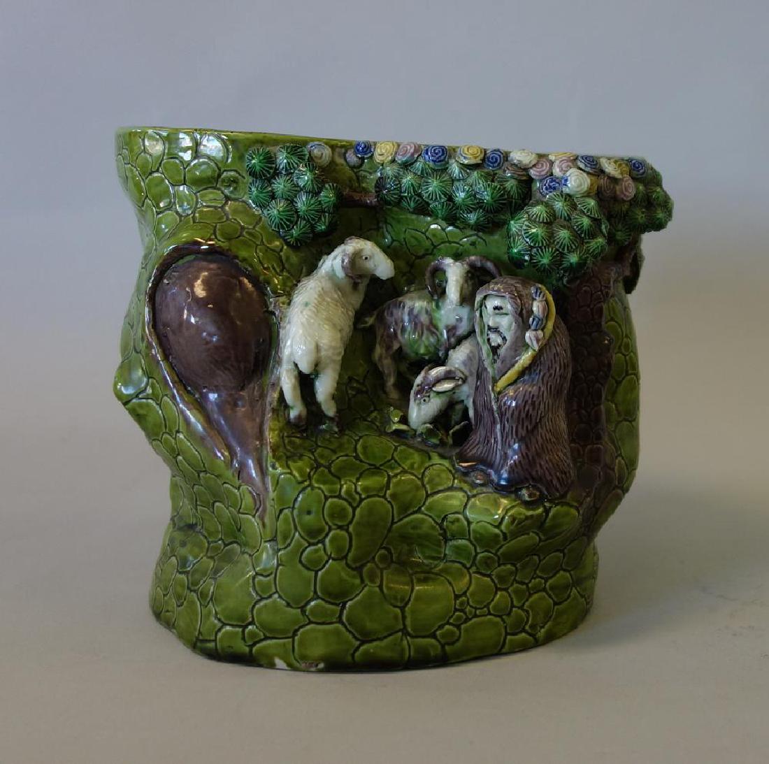 Chinese Porcelain Brush Pot, Goats & Goatherd (1 of 5)