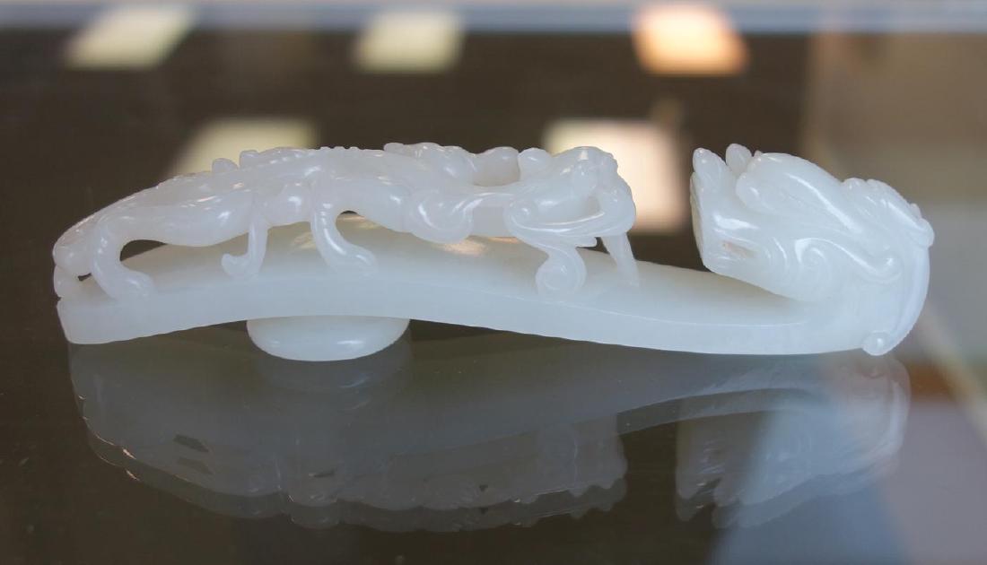 Large Chinese Carved White Jade Belt Hook (1 of 5)