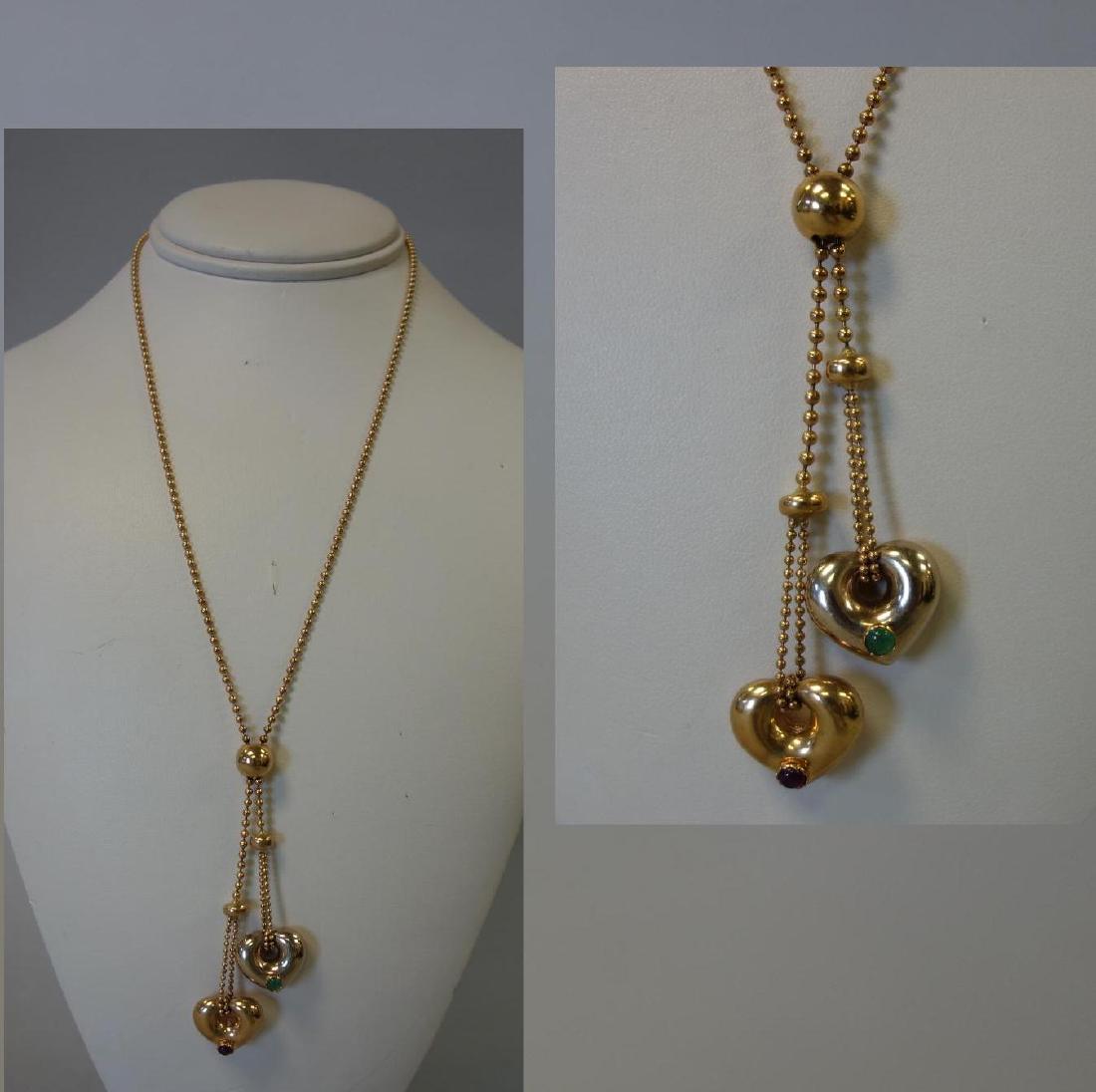 18K Italian Gold Necklace with Heart Pendants (1 of 4)