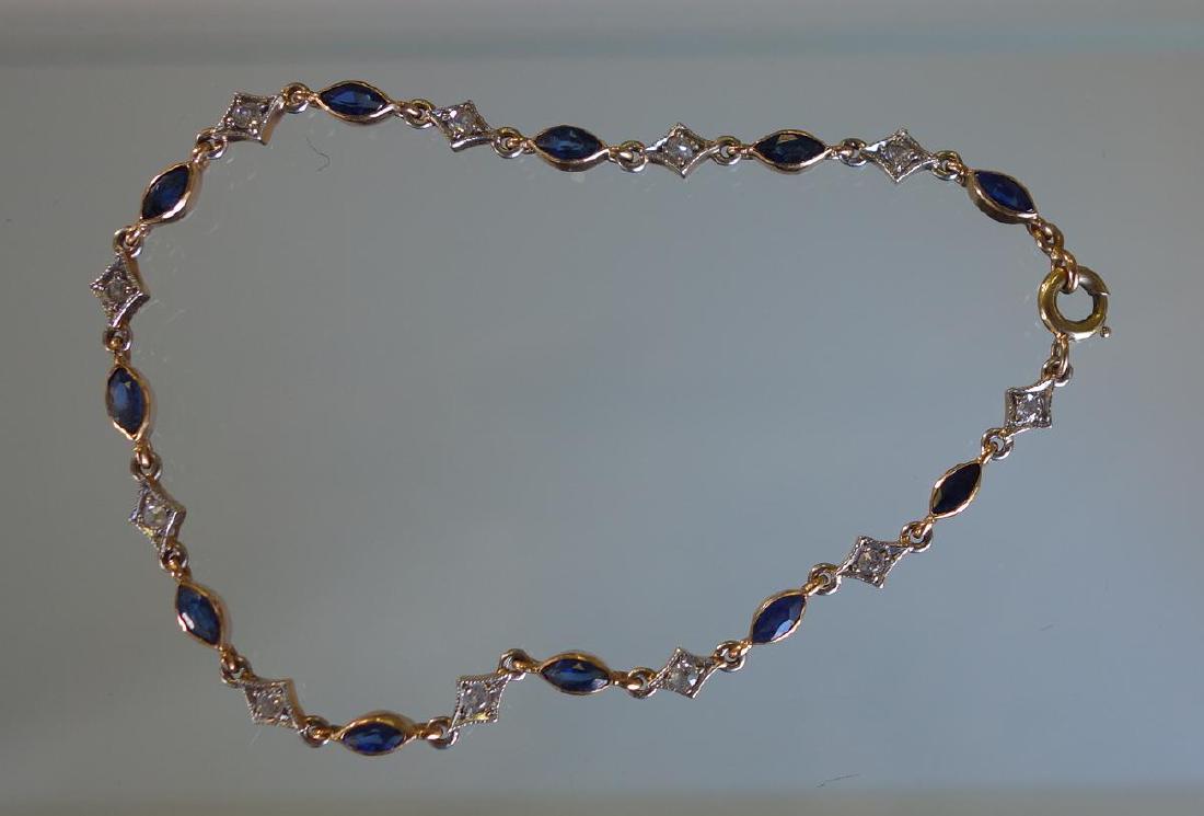 Edwardian 18K Gold, Diamond & Sapphire Bracelet (1 of 1)