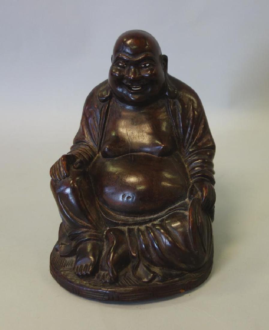 Carved Wood Figure of Hotei Laughing Buddha (1 of 4)