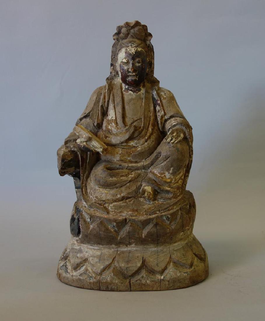 Chinese Carved Wood Temple Figure of Buddha, Qing (1 of 4)
