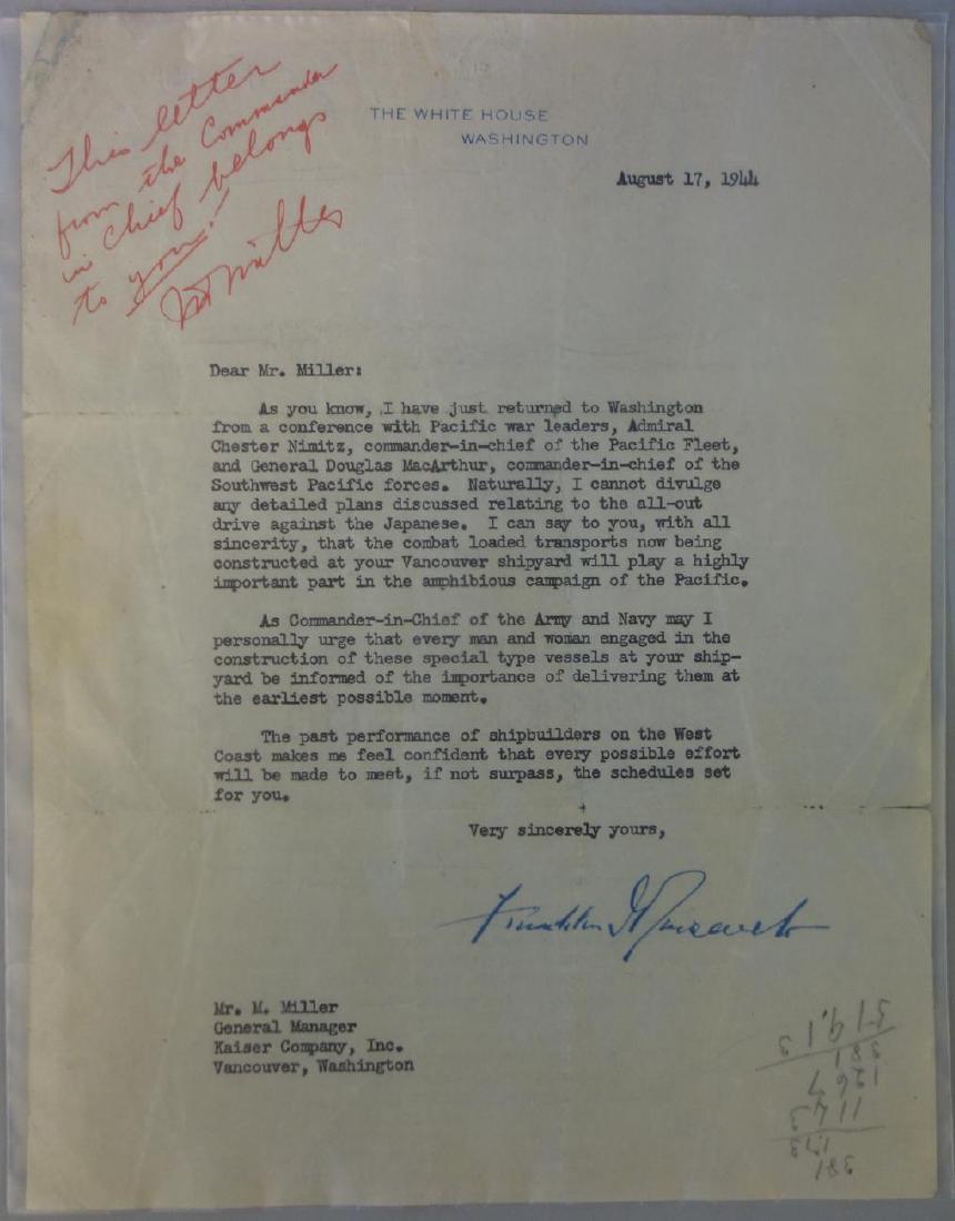 Franklin D. Roosevelt Signed White House Letter (1 of 5)