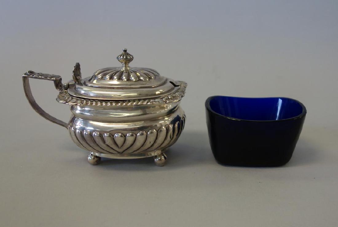 Georgian English Sterling Mustard Pot Cobalt Liner (1 of 4)