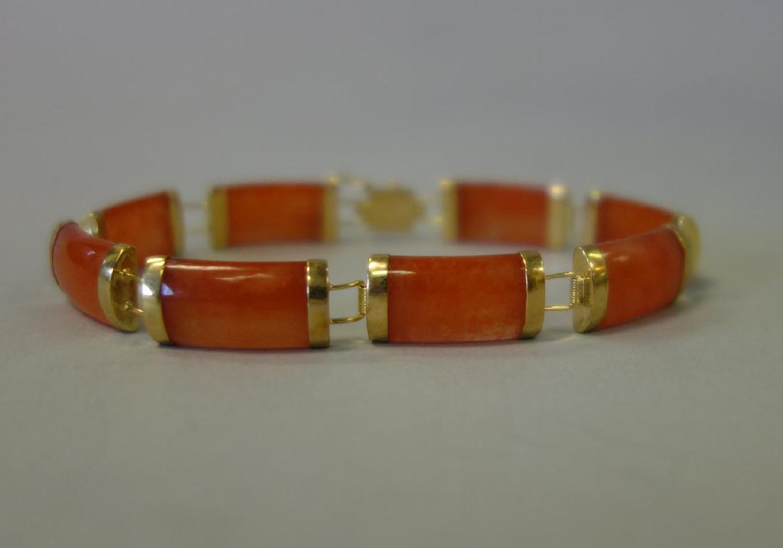 14K Gold & Jade Link Bracelet, China (1 of 1)