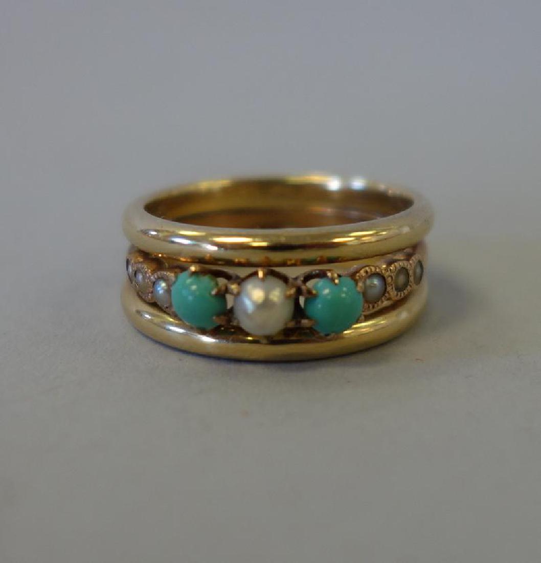 14K Gold Pearl & Turquoise Ring by Jabel (1 of 2)