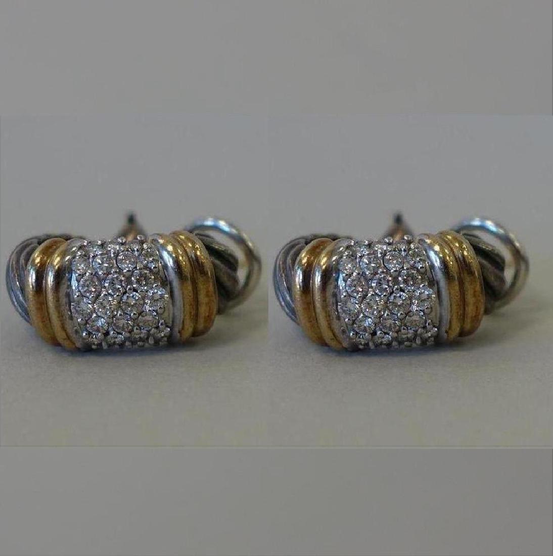 David Yurman Diamond, 18K Gold & Sterling Earrings (1 of 3)