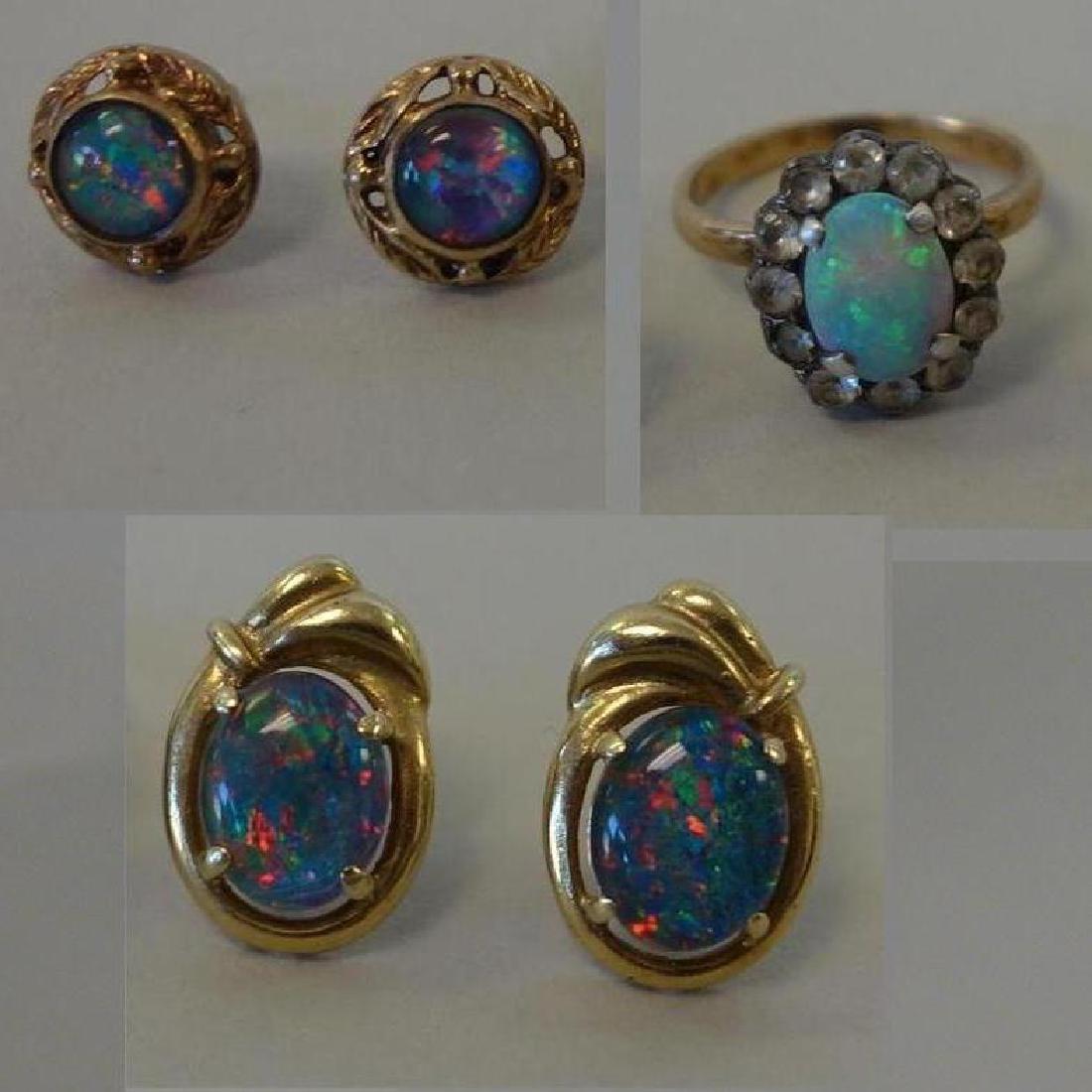 Black & Fire Opal Earrings + Opal & Diamond Ring (1 of 5)