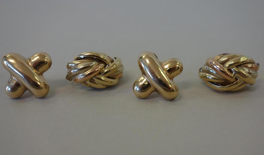 14K Gold Earrings, Knotted & Cross Formed, 2-Pair (1 of 1)