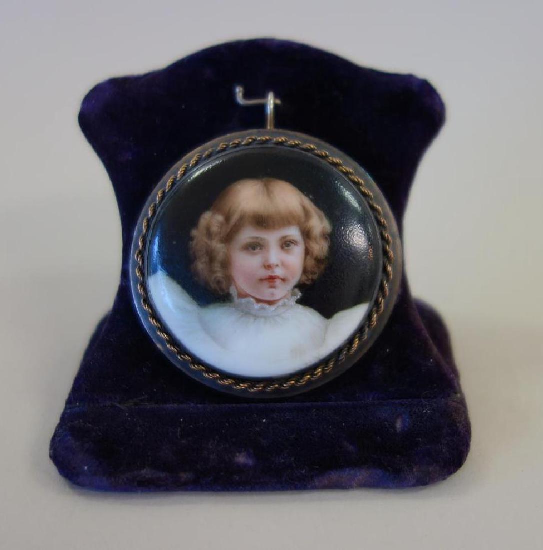 Miniature Painted Porcelain Plaque of a Young Girl (1 of 2)