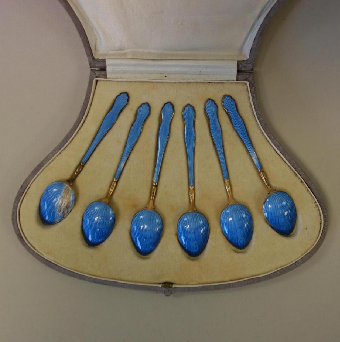 Set of 6 Edwardian Sterling & Enamel Coffee Spoons (1 of 5)