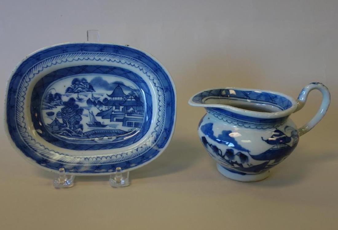 19thc Chinese Export Canton Cream Pitcher & Dish (1 of 1)
