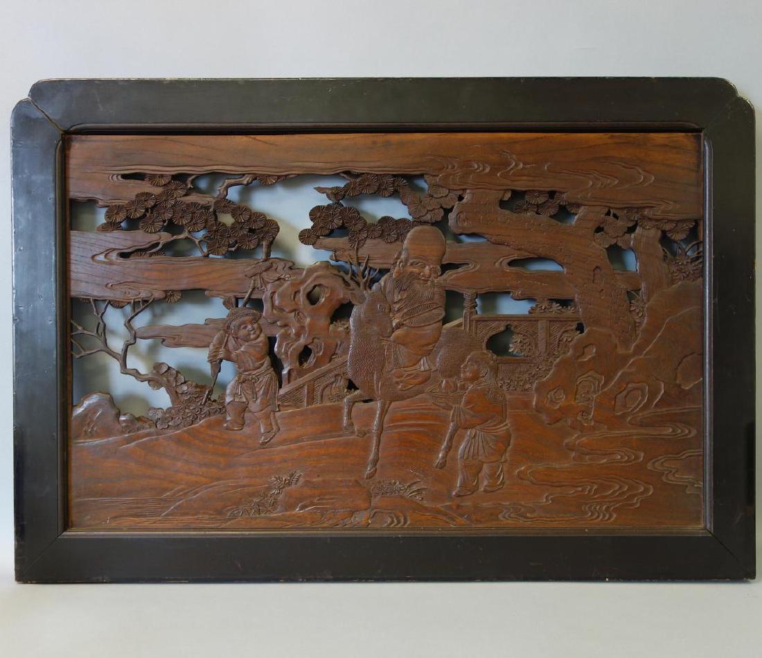 Chinese Carved Wood Panel / Screen, Dbl Sided (1 of 2)