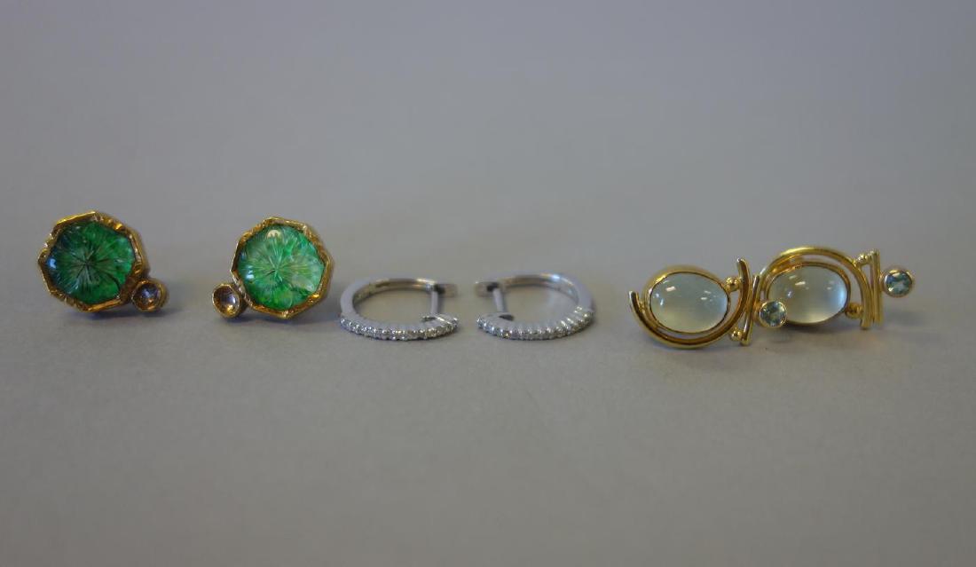 3 Pair of Earrings, Diamond, Moon Stone, Intaglio (1 of 2)