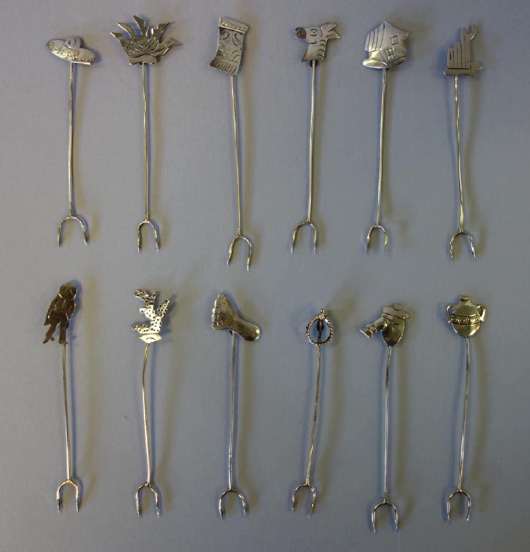 12 Sterling Silver Cocktail Pics, Taxco, Mexico (1 of 3)
