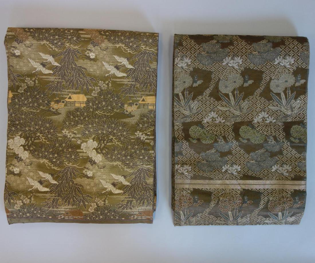 2 Japanese Fine Embroidered Silk Obis (1 of 3)