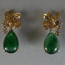 Chinese Natural Apple Green Jadeite Earrings