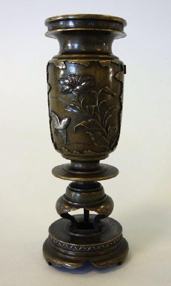 Fine Japanese Bronze Mixed Metal Vase (1 of 10)