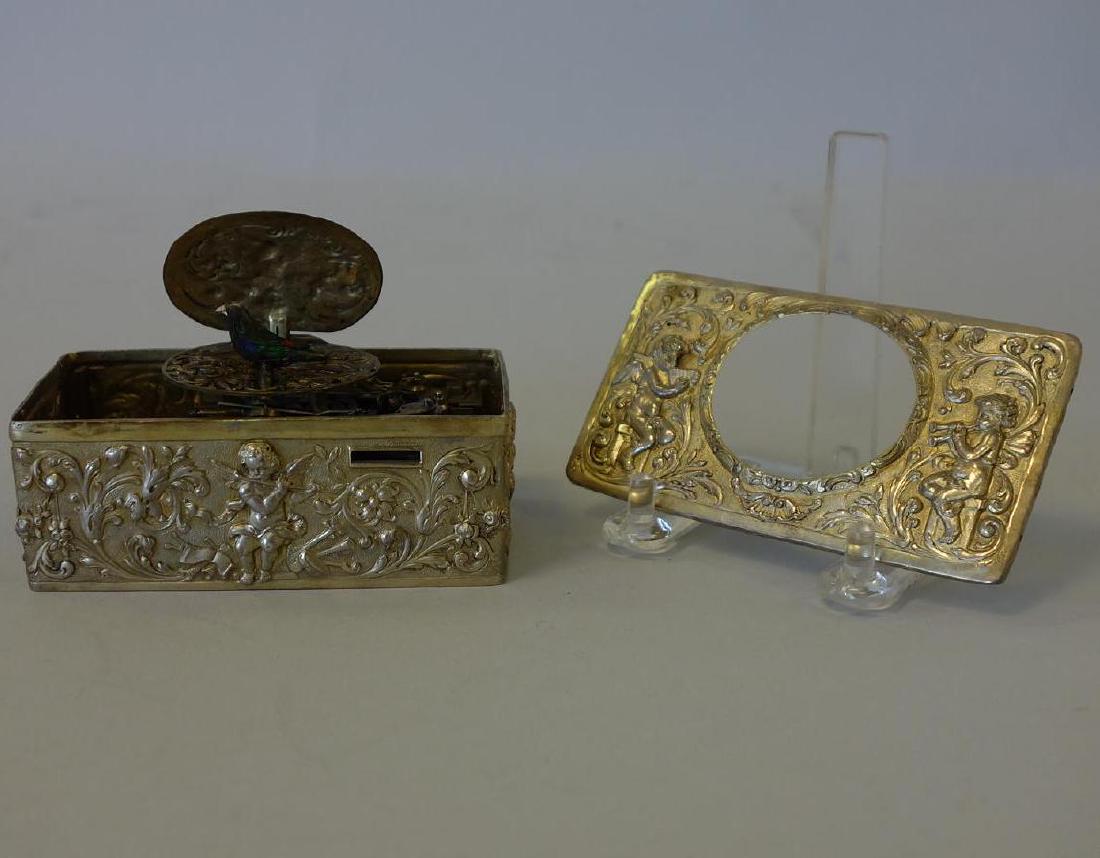 German Animated Bird Music Box, Gilt Silver (1 of 9)