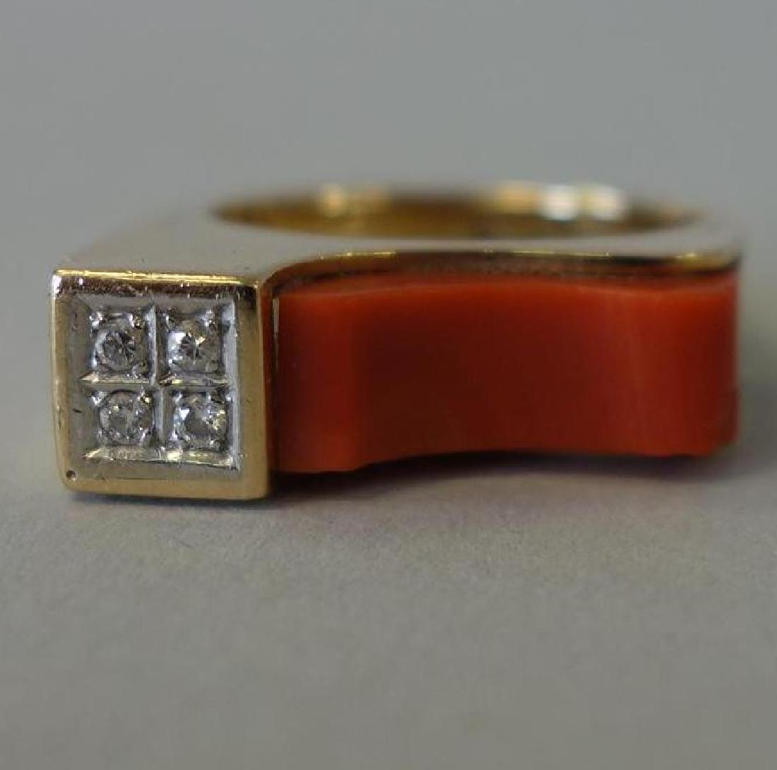 14K Gold Coral & Diamond Ring (1 of 4)