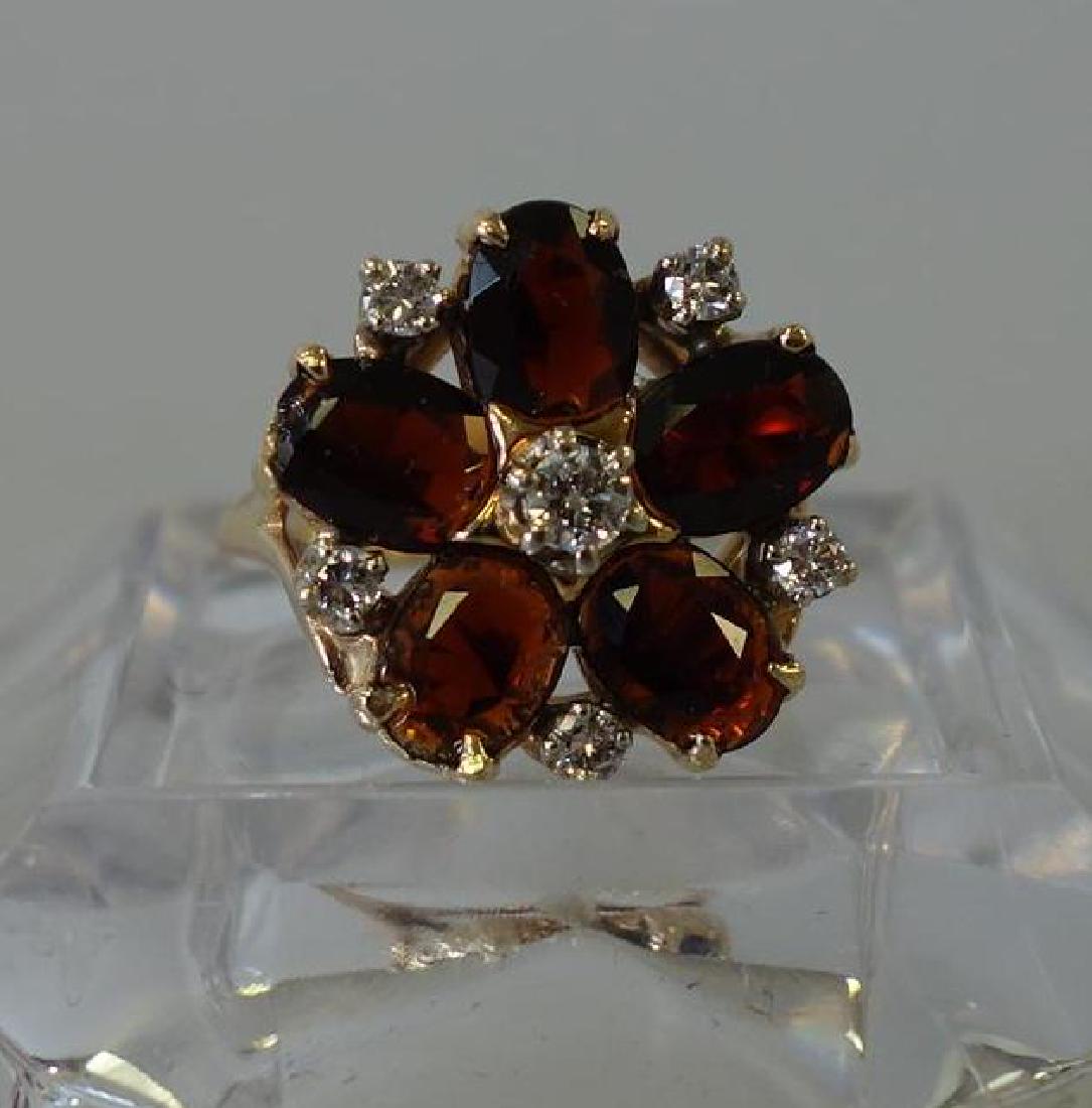 14K Gold, Diamond & Garnet Ring (1 of 2)