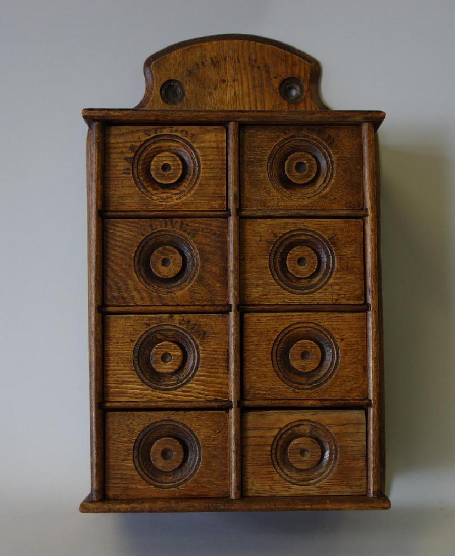Antique Hanging Oak Spice Cabinet (1 of 3)