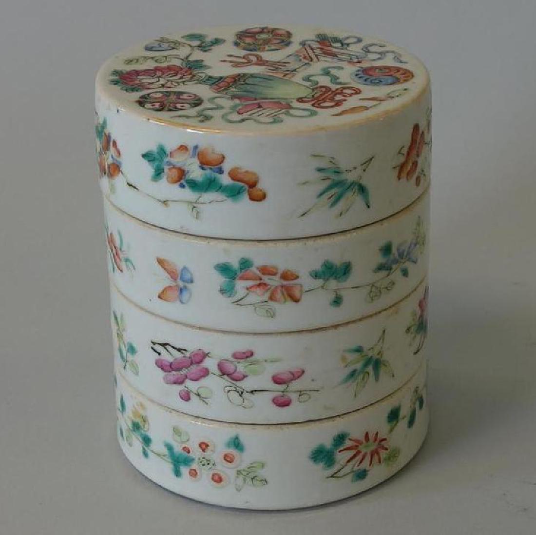 19thc Chinese Famille Rose Porcelain Stacking Box (1 of 4)