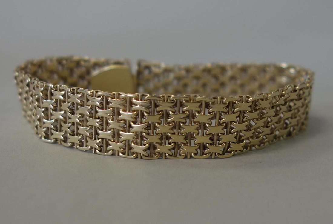 14K Gold Basket Weave Bracelet, Initial Signed
