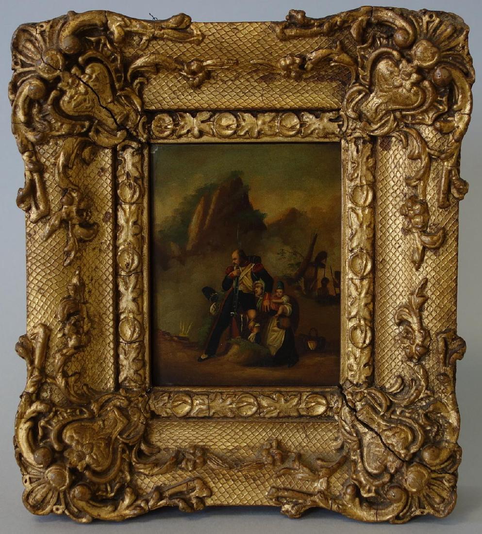 19thc English Military Painting on Wood Panel (1 of 3)