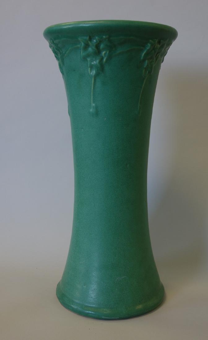 American Art Pottery Green Mat Corseted Vase (1 of 3)