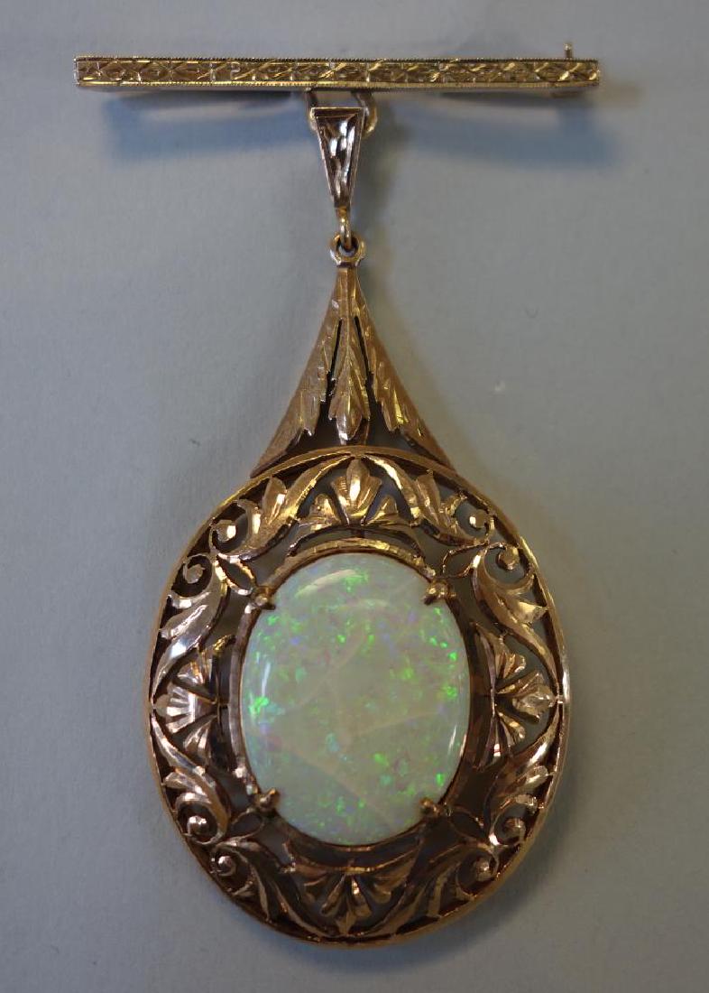Opal & 14K Gold Pendant Brooch, 8.5 Carats (1 of 2)