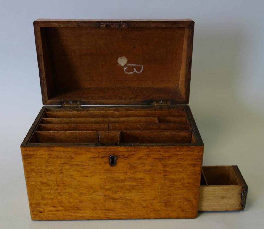 Campaign Style Oak Letter File Box, Hidden Drawer (1 of 3)
