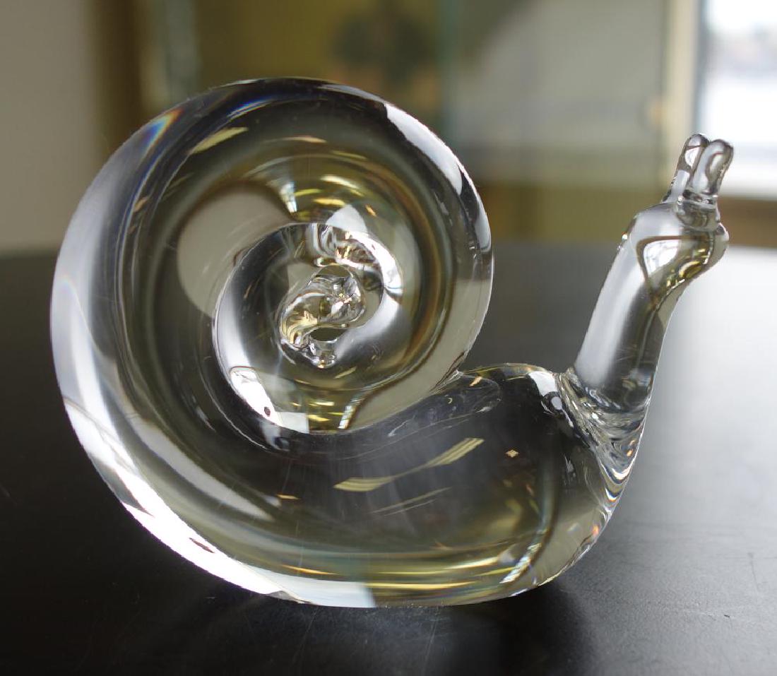 Steuben Crystal Snail, Pouch & Box (1 of 3)