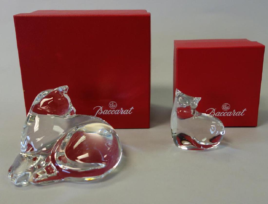 Baccarat Crystal Reclining Cats with Boxes (1 of 1)