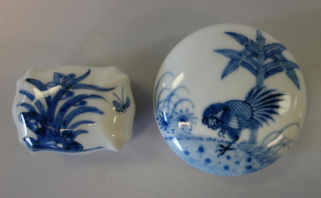2-19thc Chinese Blue & White Porcelain Ink Boxes (1 of 7)