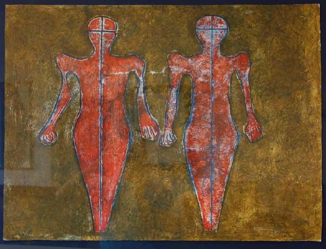 Rufino Tamayo (1899-1991) Dos Figuras, Mixographia (1 of 4)