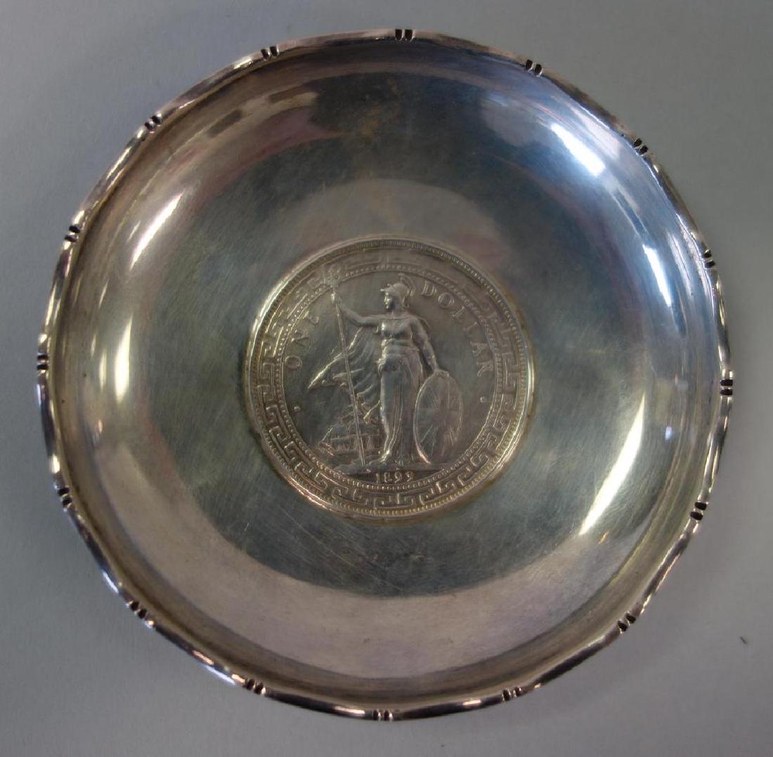 Chinese One Dollar Coin Inset in Sterling Dish (1 of 4)