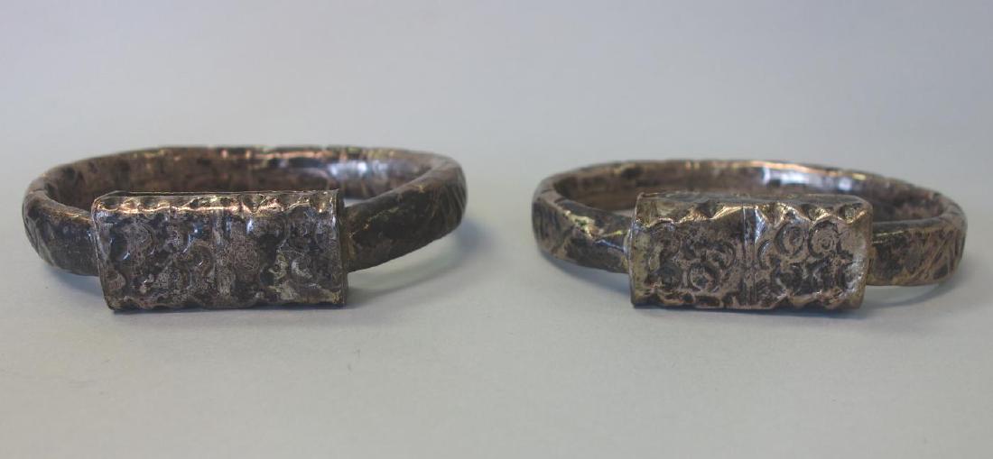 Vintage Bedouin Arabic Silver Ankle Bracelets Pair (1 of 2)