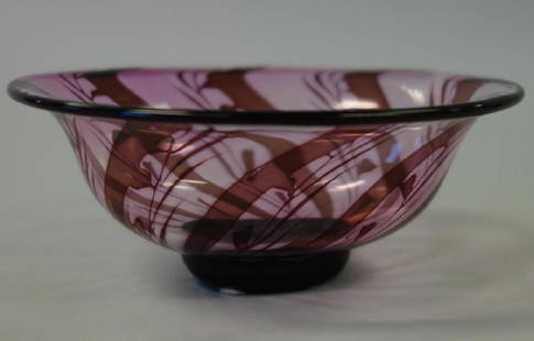 Orrefors Eva Englund Graal Art Glass Bowl: An Orrefors art glass bowl designed by Eva Englund. Signed underfoot Orrefors, Graal 701-75, Eva Englund. Measures 4.25" wide, 3-5/8" deep, 1.75" high.